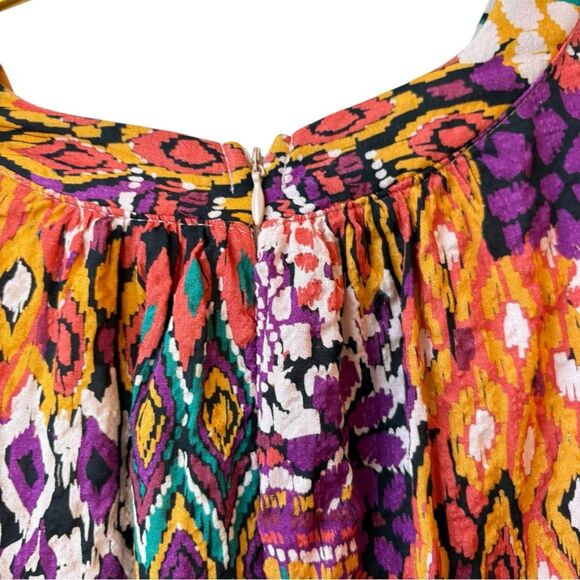 AVARA Boutique Mya Colorful Tribal Mix Print Maxi Dress Ruffle Puff Sleeve XXL - Picture 9 of 12